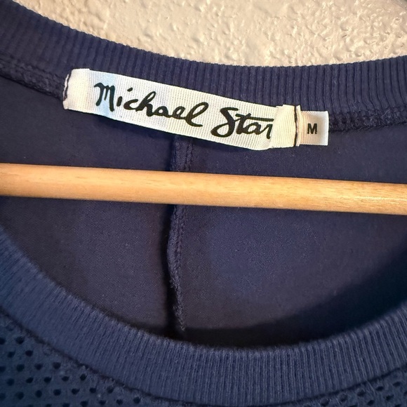 Michael Stars Mesh Lined Knee Length Dress Navy Medium Nautical Fisherman - Picture 3 of 7